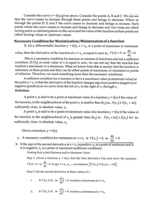 Necessary Conditionfor Maximization/Minimizationofa function
 