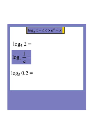 log4 2 =
log5 0.2 =
 