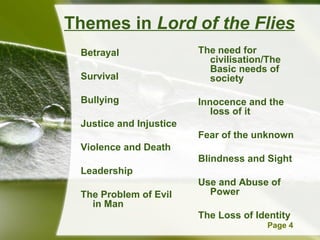 what are the themes in lord of the flies