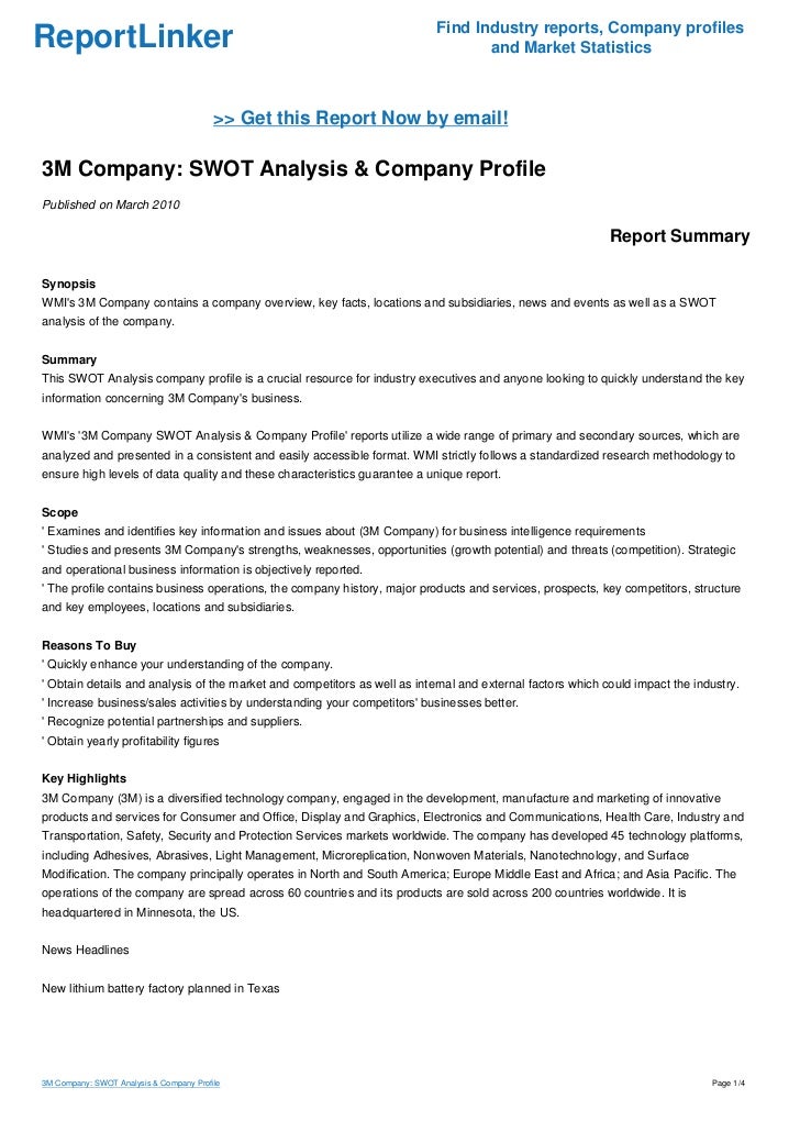 3M Company: SWOT Analysis & Company Profile