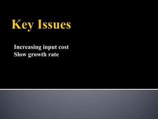 Key Issues Increasing input costSlow growth rate