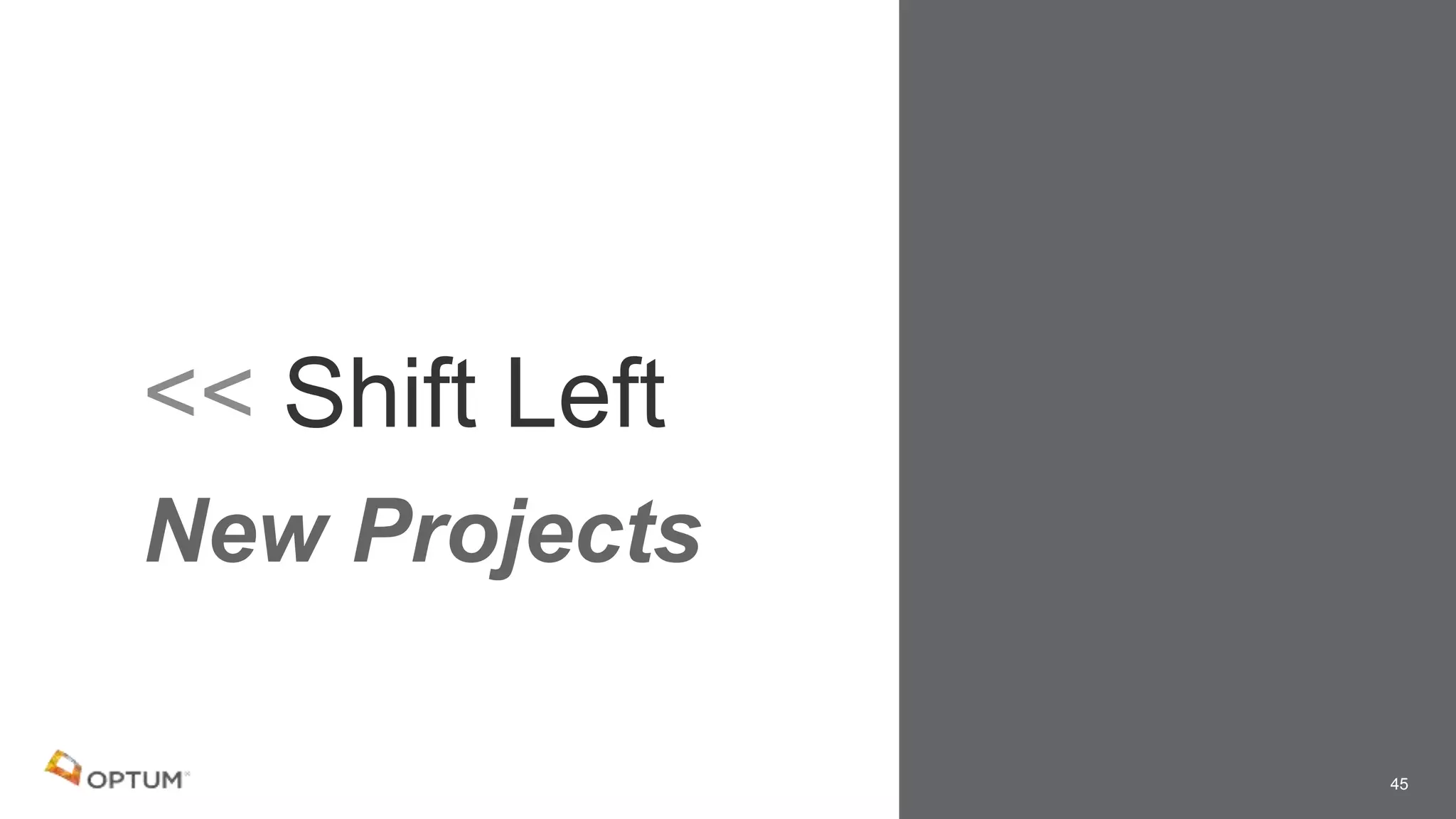 << Shift Left
45
New Projects
 