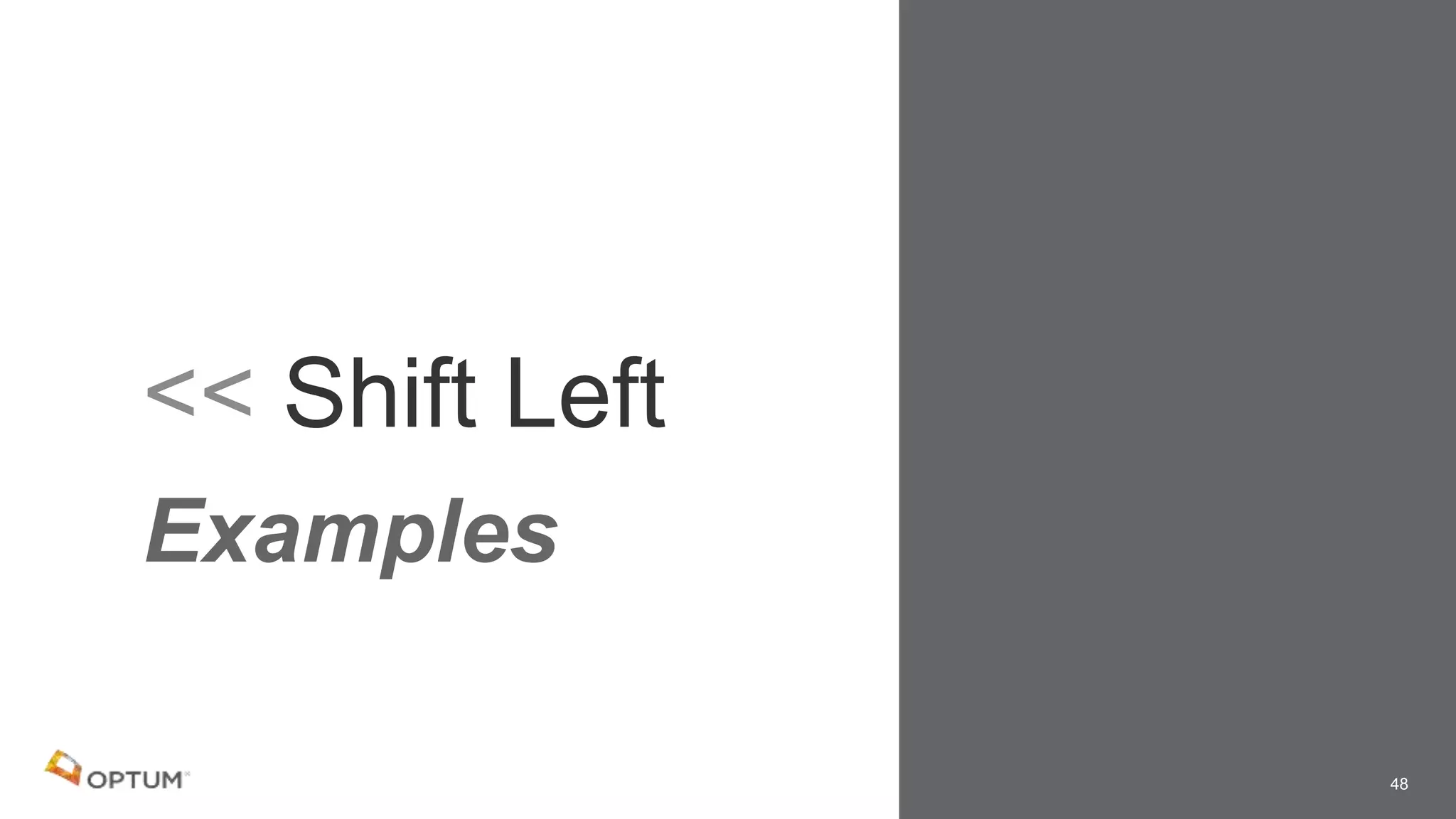 << Shift Left
48
Examples
 