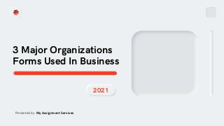 2021
3 Major Organizations
Forms Used In Business
Presented by My Assignment Services
 