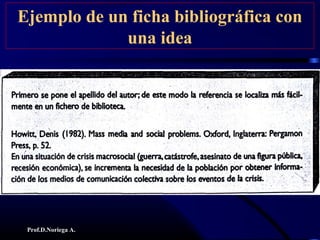 Prof.D.Noriega A.
Ejemplo de un ficha bibliográfica con
una idea
 
