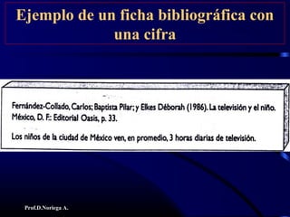Prof.D.Noriega A.
Ejemplo de un ficha bibliográfica con
una cifra
 