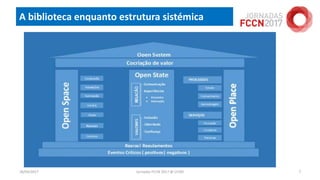 A biblioteca enquanto estrutura sistémica
18/04/2017 Jornadas FCCN 2017 @ UTAD 7
 