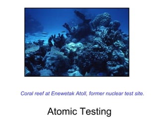 Atomic Testing
Coral reef at Enewetak Atoll, former nuclear test site.
 