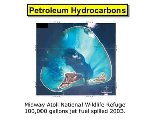 Midway Atoll National Wildlife Refuge
100,000 gallons jet fuel spilled 2003.
Petroleum HydrocarbonsPetroleum Hydrocarbons
 