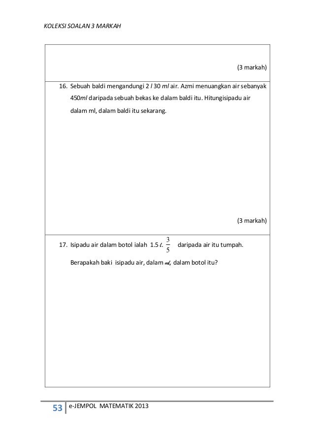 Matematik kertas 2 3 markah