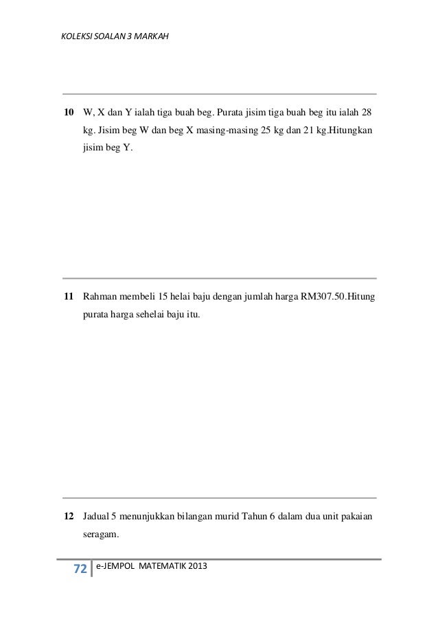 Matematik kertas 2 3 markah