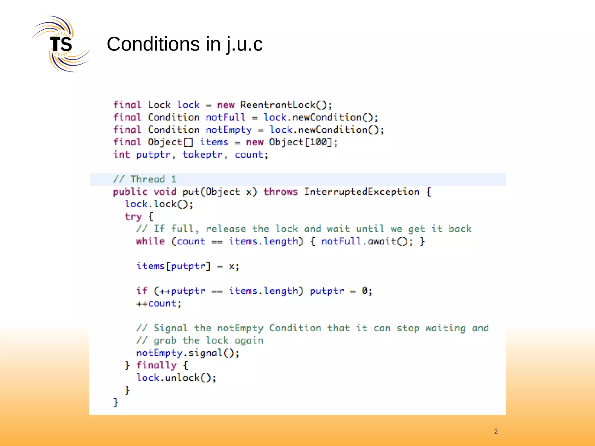 Conditions in j.u.c 