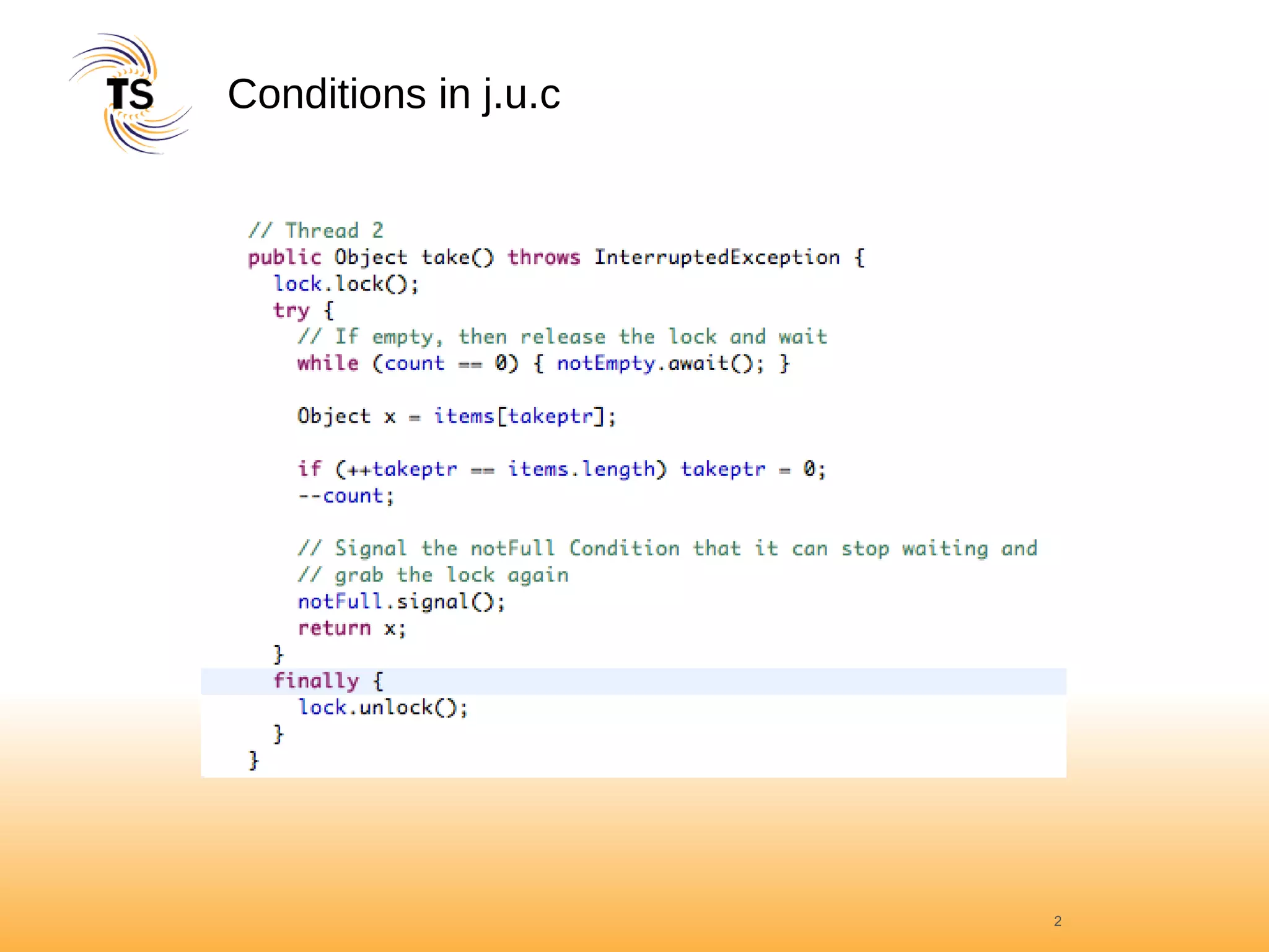 Conditions in j.u.c 