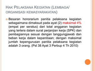 LANGKAH PEMBAYARAN KepalaUrusansebagaiPTPKDesmembuat NPPD kepadaBendaharaDesa. BendaharaDesamembuat SPP (rekapitulasi NPPD) kepadaKepalaDesa. BendaharadesamemungutpajakPelaksanaanKegiatan yang dilaksanakansecaraSwakelolaSwakelola-PadatkaryasesuaidenganPeraturanperundangan-undangantentangPerpajakan; Bendaharadesamembayardengan transfer bank danataupembayarantunai. Pembayarandilakukansesuaidenganpersentasekemajuanpelaksanaankegiatan yang telahditetapkandalamsuratperjanjiankerja (SPK) 