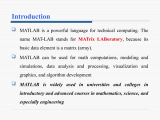 3_MATLAB Basics Introduction for Engineers .pptx | Computing ...