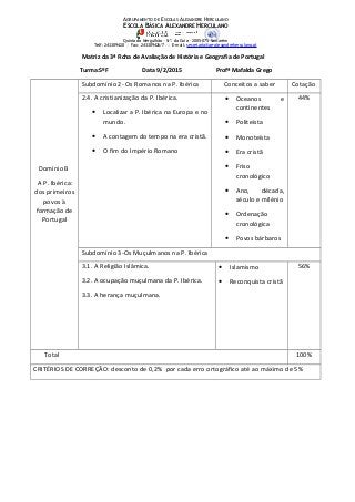 AGRUPAMENTO DE ESCOLAS ALEXANDRE HERCULANO
ESCOLA BÁSICA ALEXANDRE HERCULANO
Quinta do Mergulhão – Srª. da Guia – 2005-075...