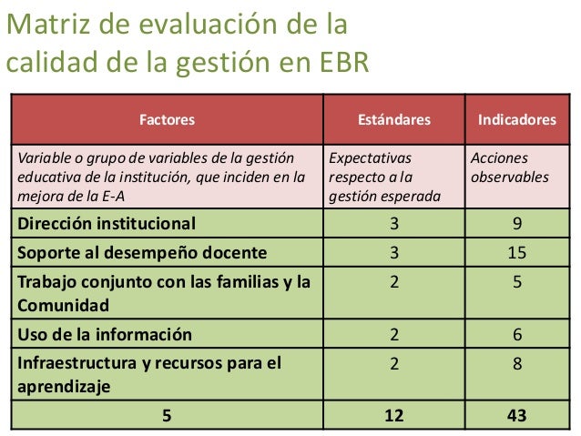 MATRIZ DE EVALUACION