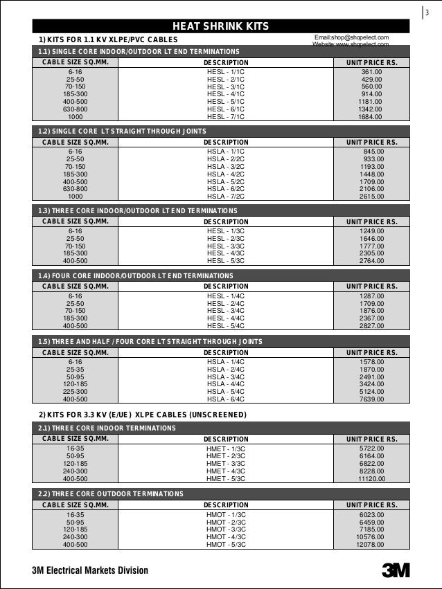3m Cable And Electrical Products Catalogue And 3m Cable Price List