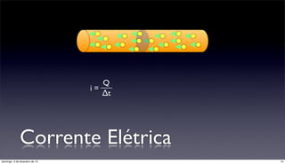 Q
                                i=
                                   ∆t




              Corrente Elétrica
domingo, 3 de fevereiro de 13           14
 
