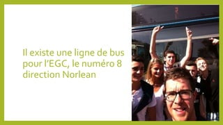Il existe une ligne de bus 
pour l’EGC, le numéro 8 
direction Norlean 
 