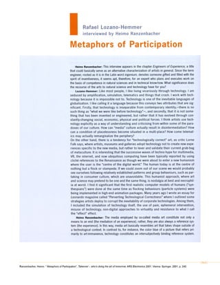 Metaphors of Participation - Entrevista com Rafael Lozano-Hemmer
