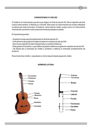 01




                            CONHECENDO O VIOLÃO

O violão é um instrumento que tem sua origem no final do século XV...