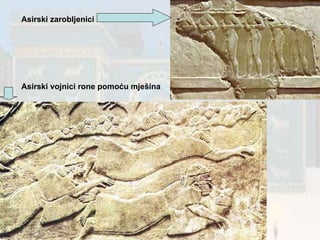 Asirski zarobljenici Asirski vojnici rone pomoću mješina 