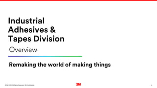 4
. All Rights Reserved.
16 March 2022
© 3M 3M Confidential.
Industrial
Adhesives &
Tapes Division
Remaking the world of making things
Overview
 