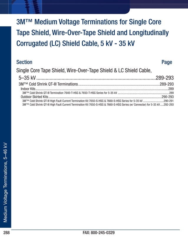 3M Medium Voltage Cable Terminations, 5kV–46kV, 2013 Electrical Product ...