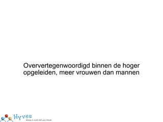 Oververtegenwoordigd binnen de hoger opgeleiden, meer vrouwen dan mannen 