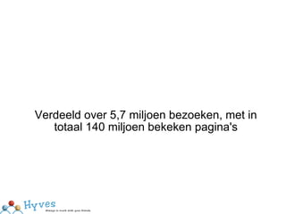 Verdeeld over 5,7 miljoen bezoeken, met in totaal 140 miljoen bekeken pagina's 