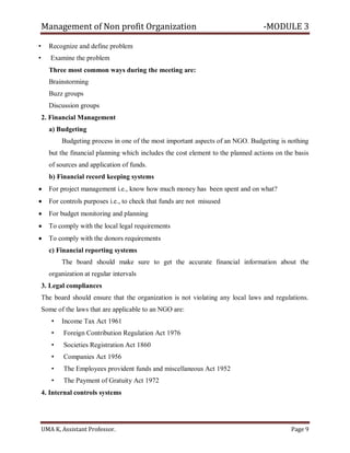 Ngo Notes.pdf Management of non profit organisation module 3 | PDF
