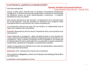 Ejemplo: Actividad Comunicación Efectiva
Comunicación Oral y Escrita - Uso de TICS
24
 