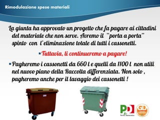  
 
Rimodulazione spese materiali  