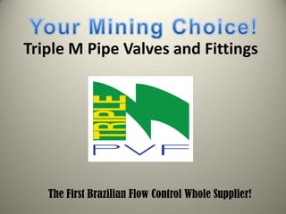 Triple M Pipe Valves and Fittings
The First Brazilian Flow Control Whole Supplier!
 