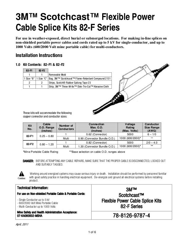 3M Scotchcast Flexible & Trailing Power Cable Splice Kits 82F