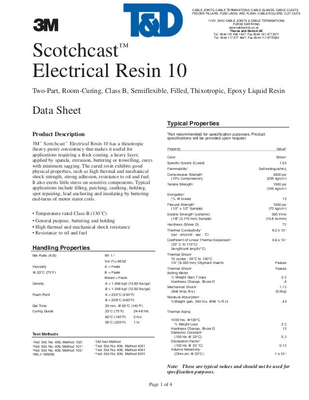 3M Scotchcast Resin, Epoxy Resin 10