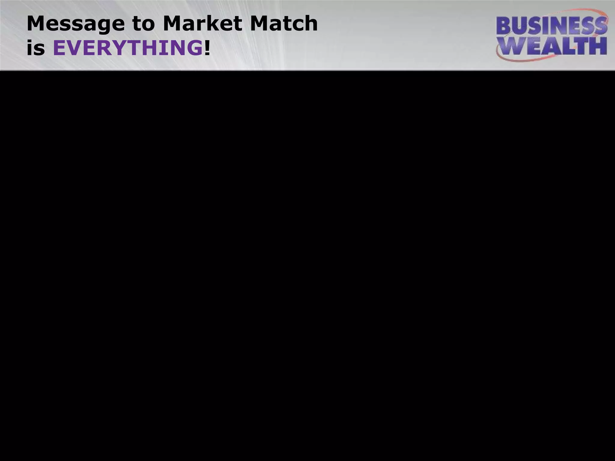 Message to Market Match
is EVERYTHING!
 