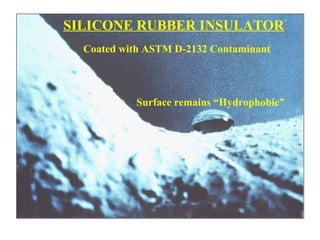 SILICONE RUBBER INSULATOR
Coated with ASTM D-2132 Contaminant
Surface remains “Hydrophobic”
 