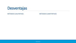 Desventajas
MÉTODOS CUALITATIVOS MÉTODOS CUANTITATIVOS
ERICKA MATUS
 
