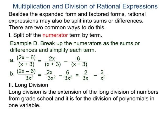 3 multiplication and division of rational expressions x | PPT
