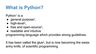 What is Python? An overview of Python for science. | PPTX