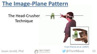 13@TheVRBookJason Jerald, Phd
The Image-Plane Pattern
The Head-Crusher
Technique
From Pierce et al. [1997]
 