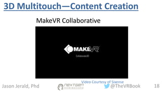 18@TheVRBookJason Jerald, Phd
3D Multitouch—Content Creation
MakeVR Collaborative
Video Courtesy of Sixense
 