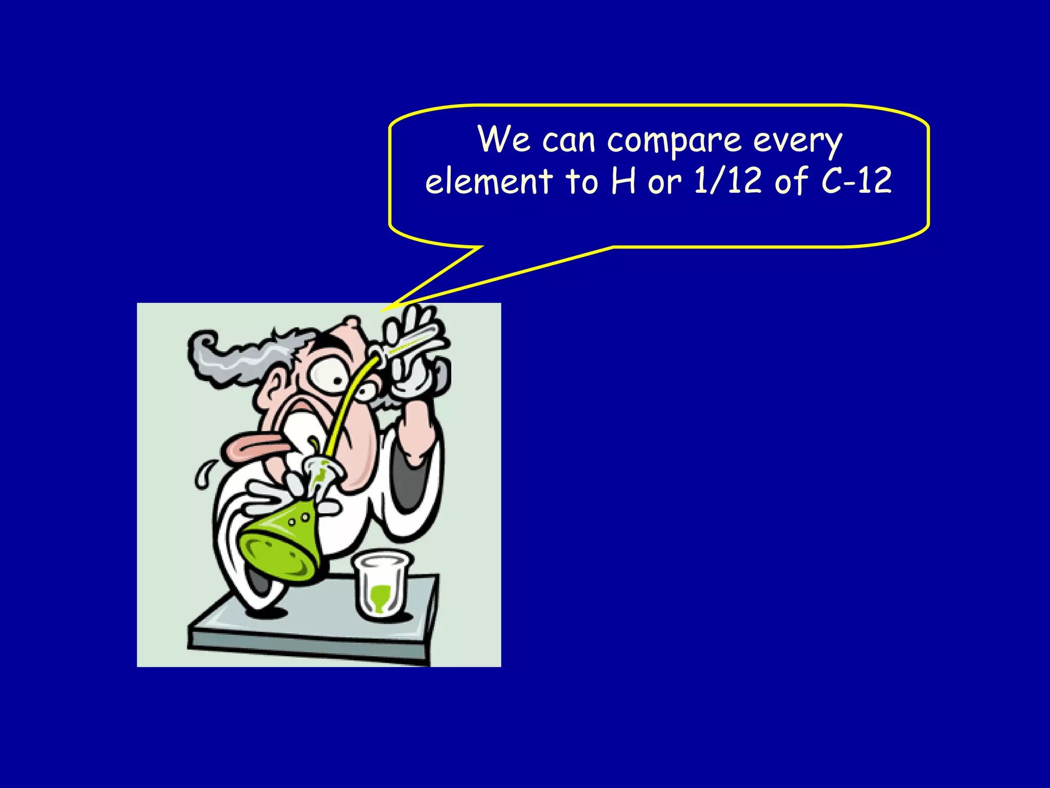 We can compare every element to H or 1/12 of C-12 