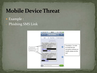  Example :
- Phishing SMS Link
 