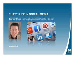 THAT’S LIFE IN SOCIAL MEDIA
Werner Kunz - University of Massachusetts – Boston
#UMBSocial
 