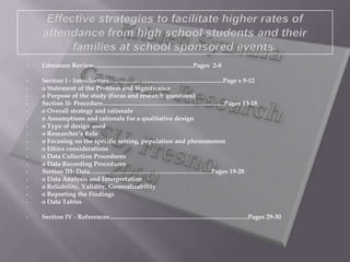 Effective strategies to facilitate higher rates of attendance from high school students and their families at school sponsored events.,[object Object],[object Object]