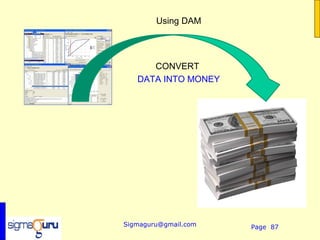 Using DAM




      CONVERT
   DATA INTO MONEY




Sigmaguru@gmail.com   Page 87
 