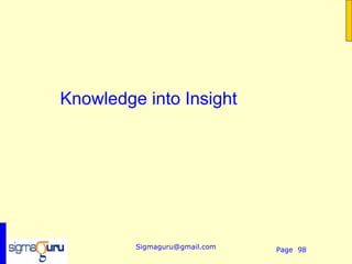 Knowledge into Insight




         Sigmaguru@gmail.com   Page 98
 